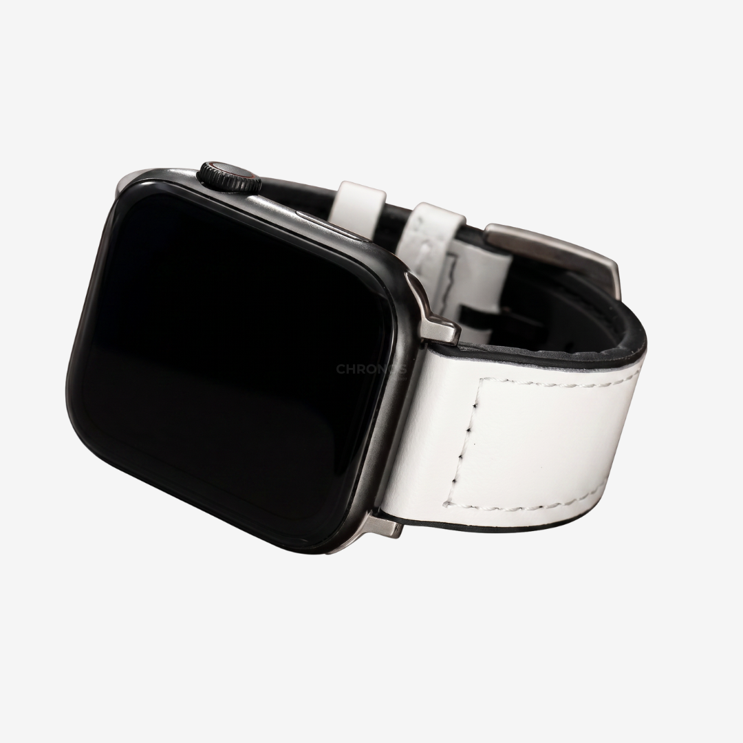 Leather Silicone Apple Watch Band - White / 44mm/45mm/46mm/49mm - Watch Band