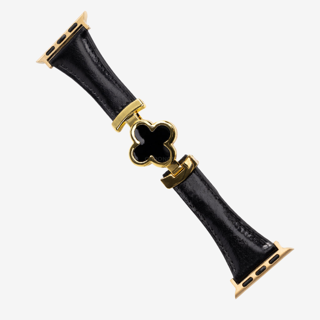Lucky Leather Strap - Black Gold / 49mm/46mm/45mm/44mm - Watch Band