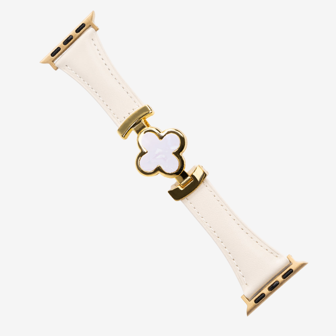 Lucky Leather Strap - White Gold / 49mm/46mm/45mm/44mm - Watch Band