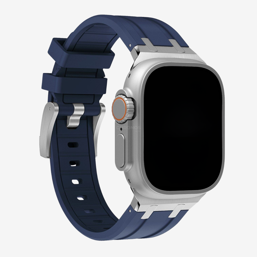 Luxury AP Mod Silicone Band For Apple Watch - Blue-Silver / 44mm/45mm/46mm/49mm - Watch Band