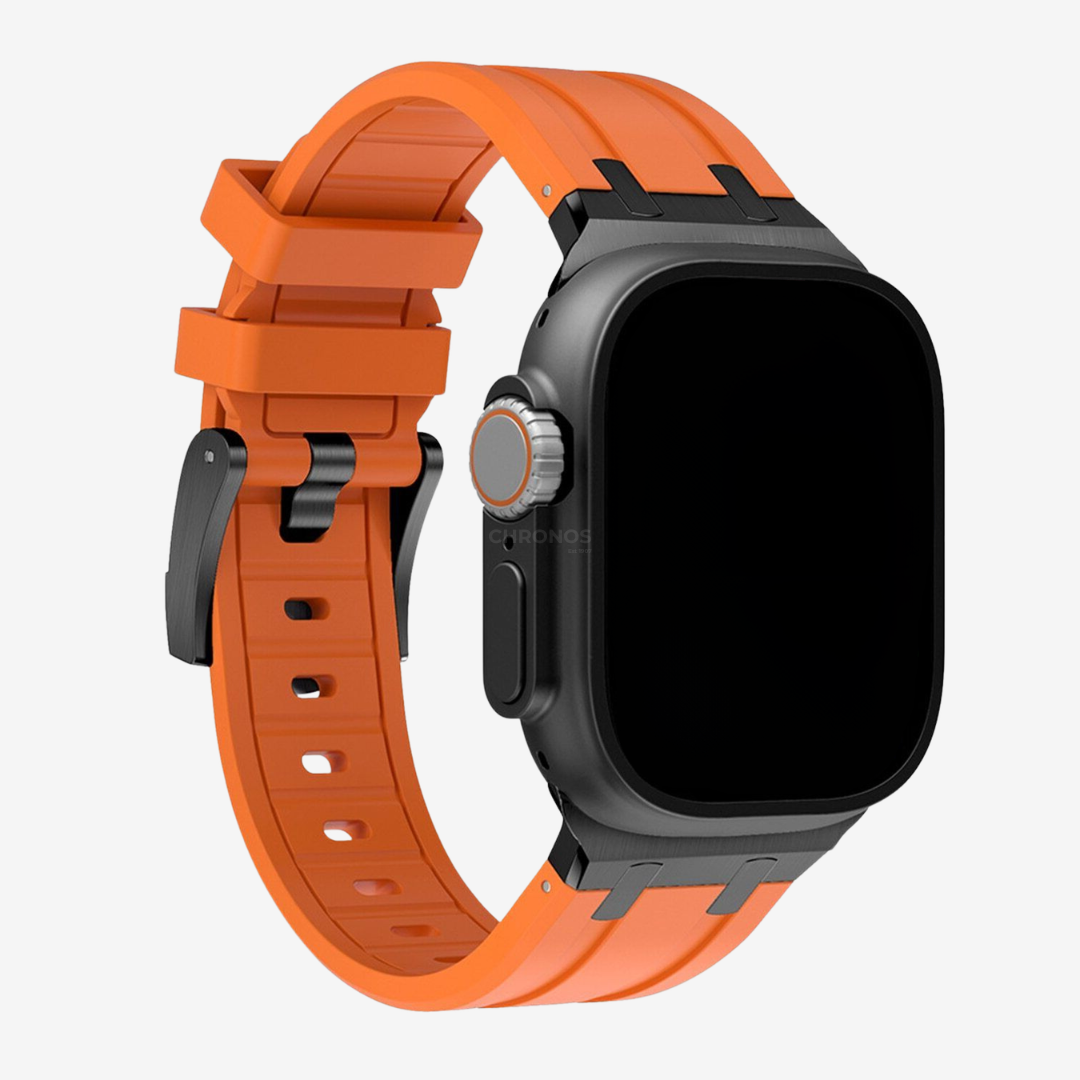 Luxury AP Mod Silicone Band For Apple Watch - Orange-Black / 44mm/45mm/46mm/49mm - Watch Band