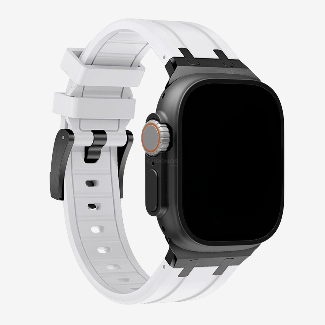 Luxury AP Mod Silicone Band For Apple Watch - White-Black / 44mm/45mm/46mm/49mm - Watch Band