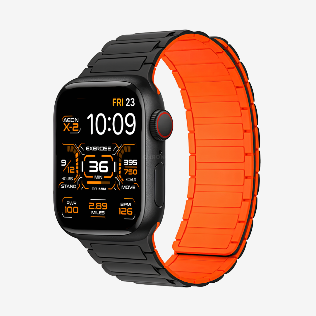 Magnetic Apple Watch Band - Black Orange / 38mm 40mm 41mm - Watch Band