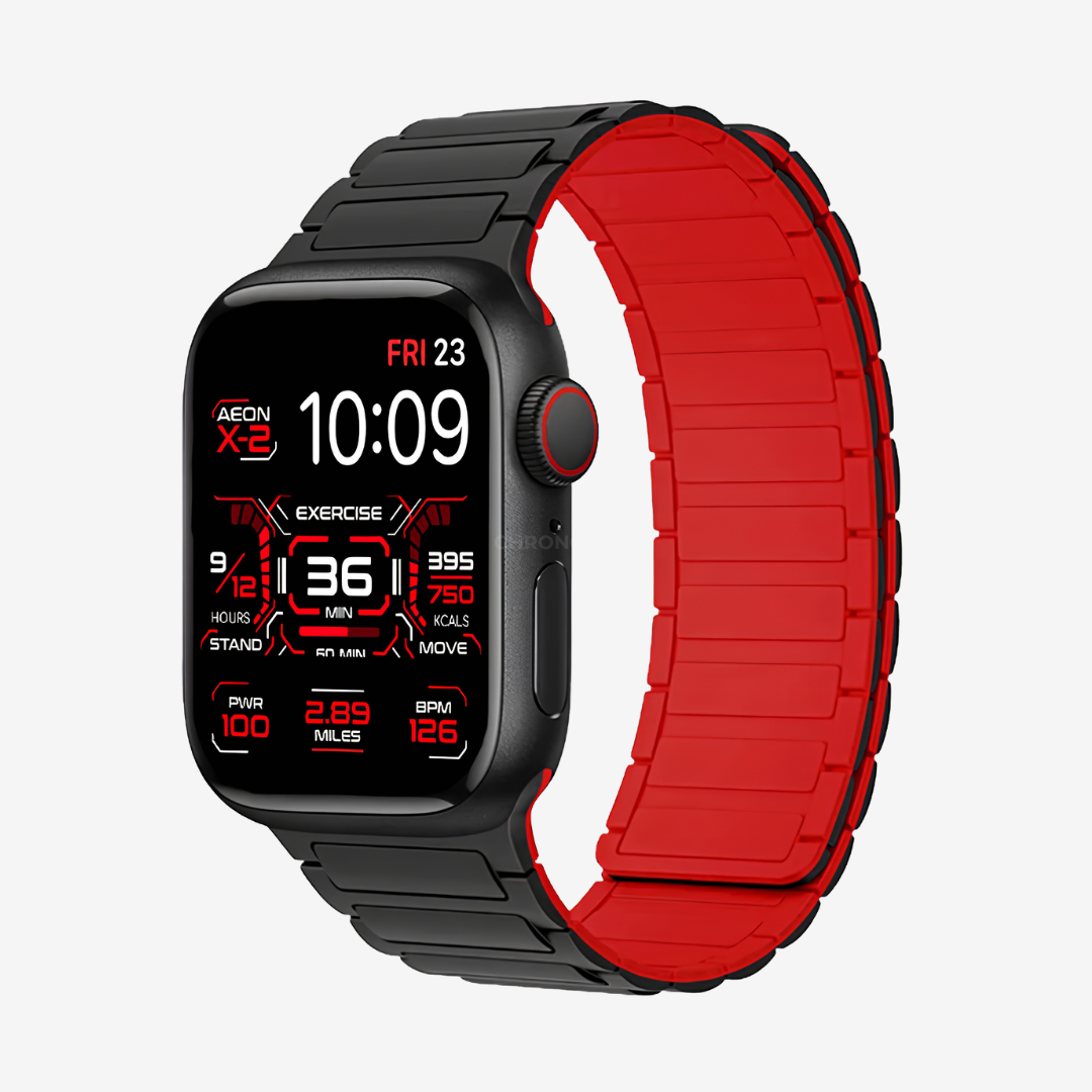 Magnetic Apple Watch Band - Black Red / 38mm 40mm 41mm - Watch Band