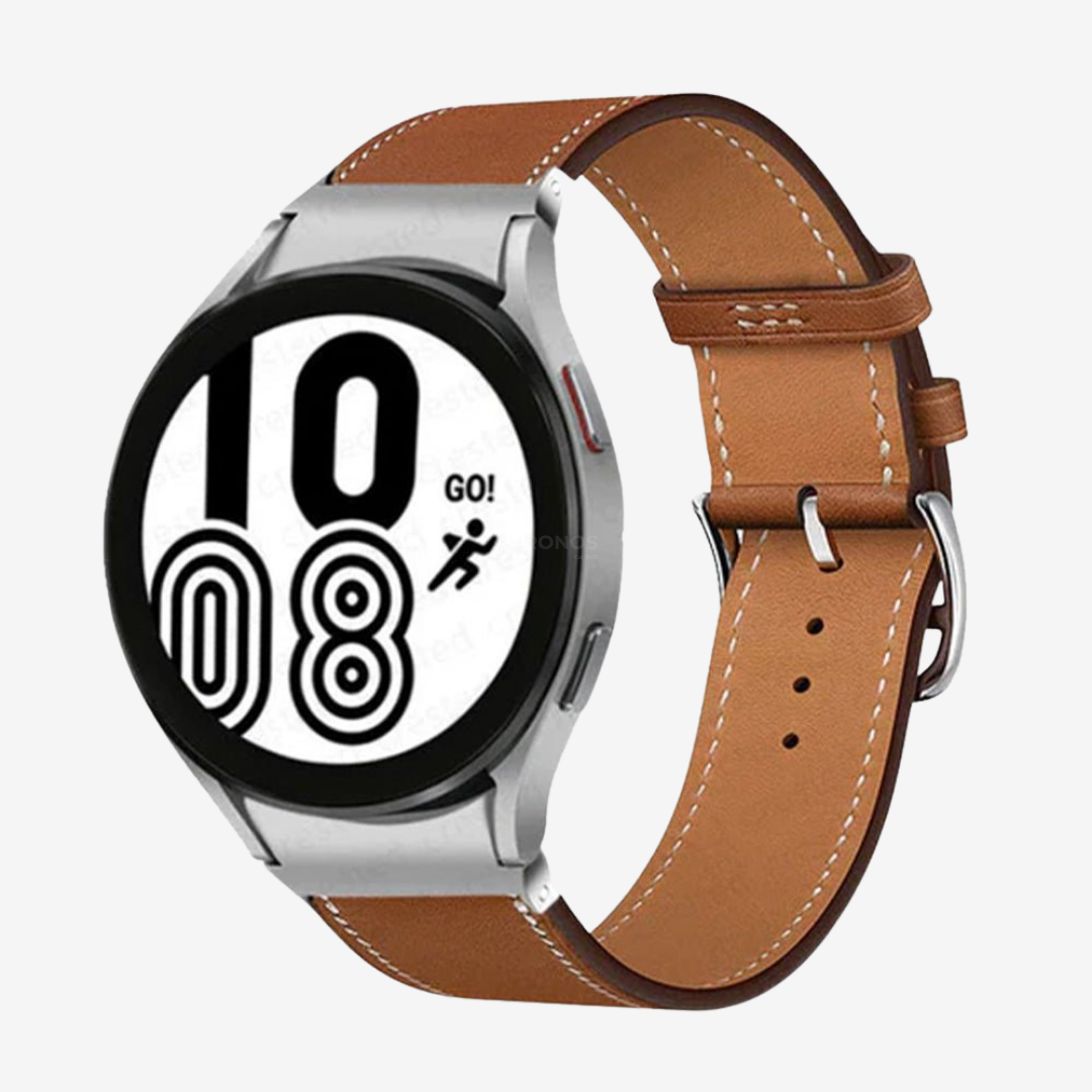 Samsung Watch Band - 20Mm (Cuir Véritable) - Brown Silver - Watch Band