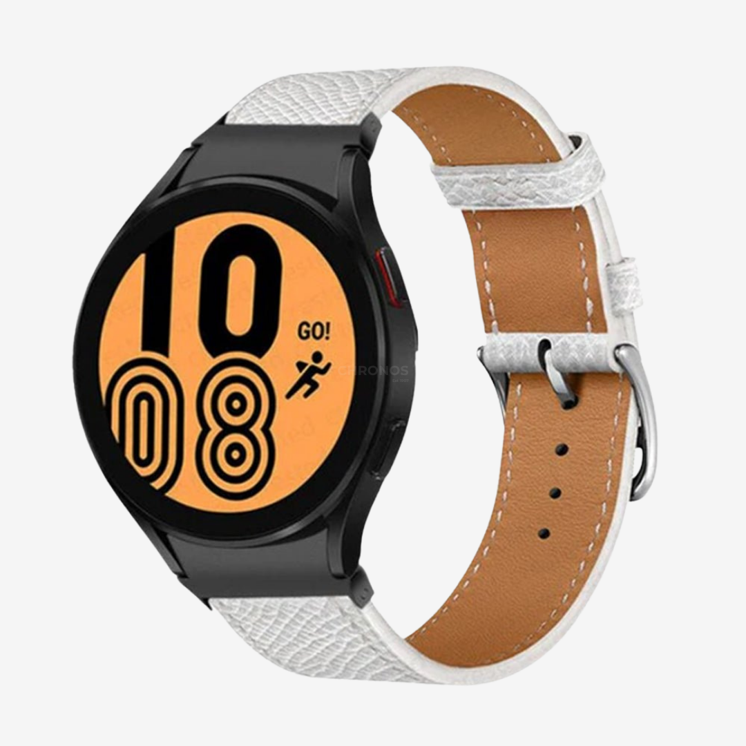 Samsung Watch Band - 20Mm (Cuir Véritable) - White Black - Watch Band