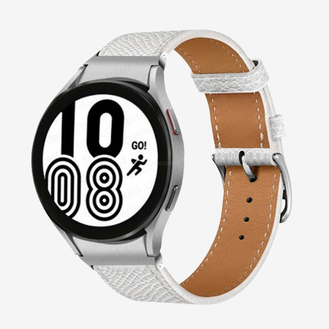 Samsung Watch Band - 20Mm (Cuir Véritable) - White Silver - Watch Band