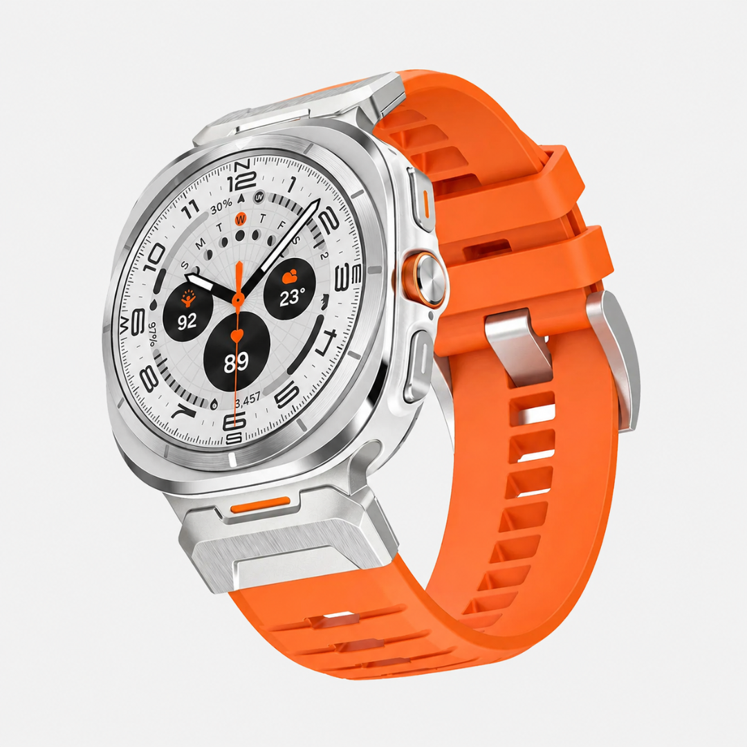 Samsung Watch Band - Ultra (Military Silicone) - Orange / Steel - Watch Band