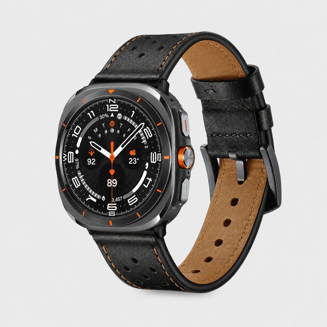 Samsung Watch Band - Ultra Sporty Leather - Black / Black - Watch Band