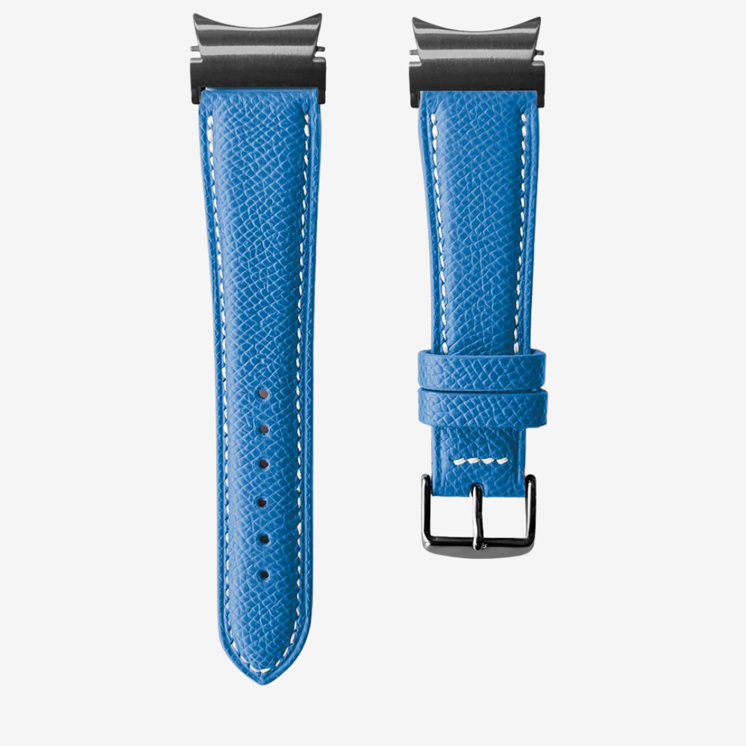 Le Chromatique - Bracelet Samsung 20Mm (Cuir Véritable Grainé) - Royal Blue / Black - Watch Band