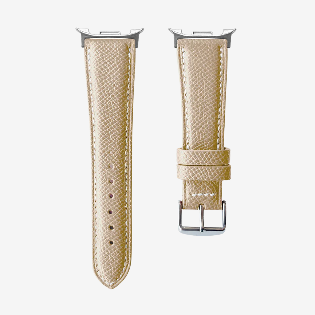 Le Chromatique - Bracelet Samsung Galaxy Watch 8 (Cuir Véritable Grainé) - Sand / Money - Watch Band
