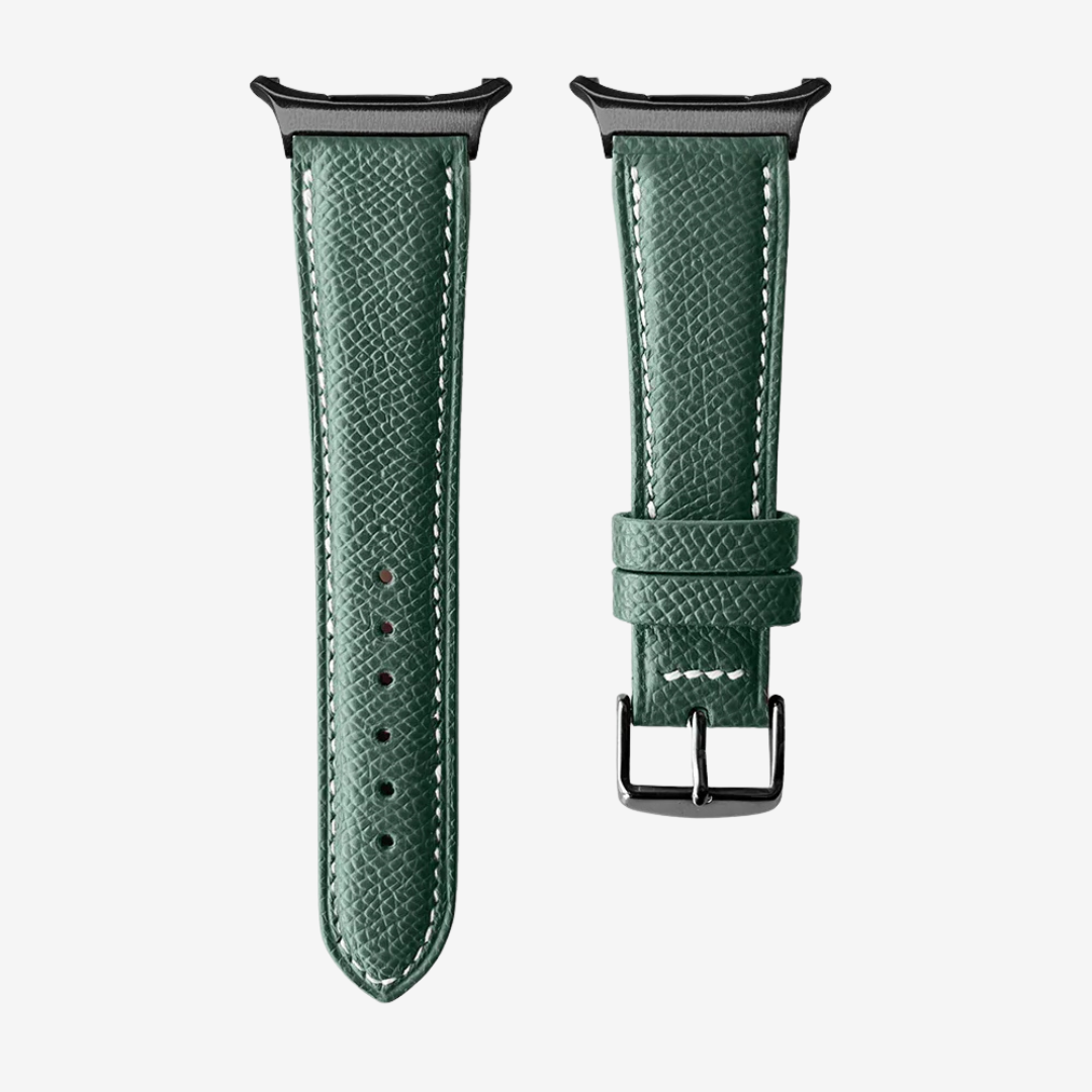 Le Chromatique - Bracelet Samsung Ultra (Cuir Véritable Grainé) - Fir Green / Black - Watch Band