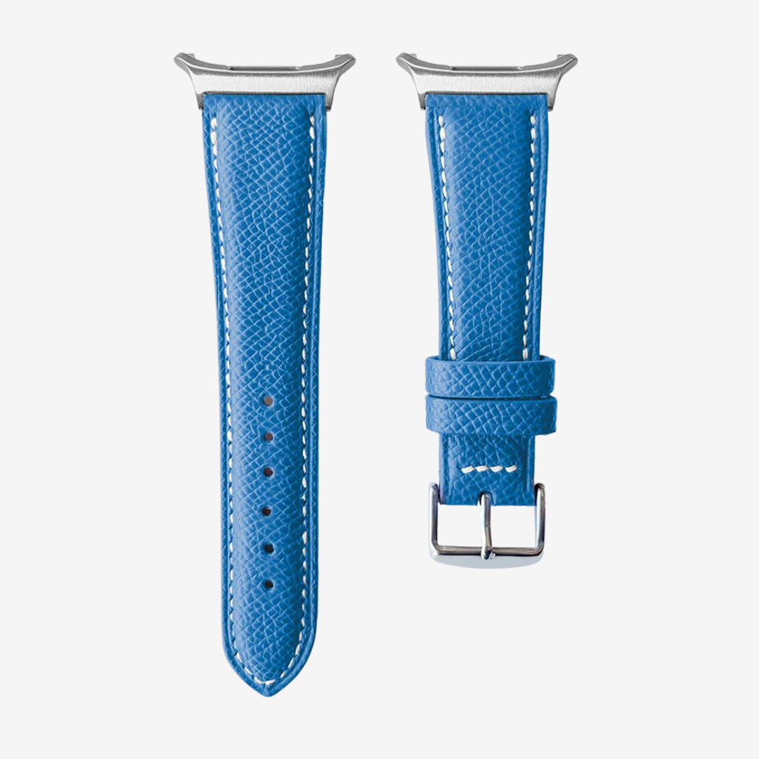 Le Chromatique - Bracelet Samsung Ultra (Cuir Véritable Grainé) - Royal Blue / Money - Watch Band