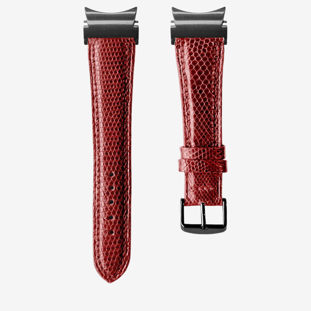 L’Exotique - Bracelet Samsung 20Mm (Cuir Véritable Lézard) - Copper / Black - Watch Band