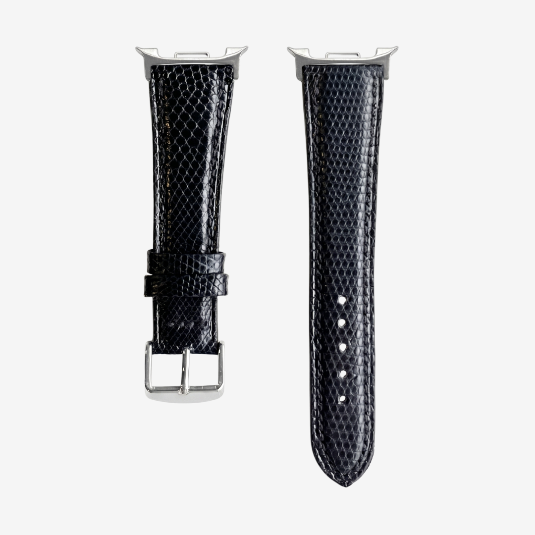 L’Exotique - Bracelet Samsung Galaxy Watch 8 (Cuir Véritable Lézard) - Black / Money - Watch Band