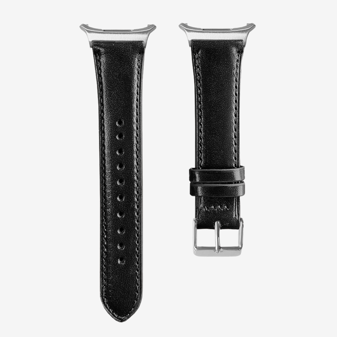 L’Intemporel - Bracelet Samsung Ultra (Cuir Véritable Lisse) - Black / Money - Watch Band