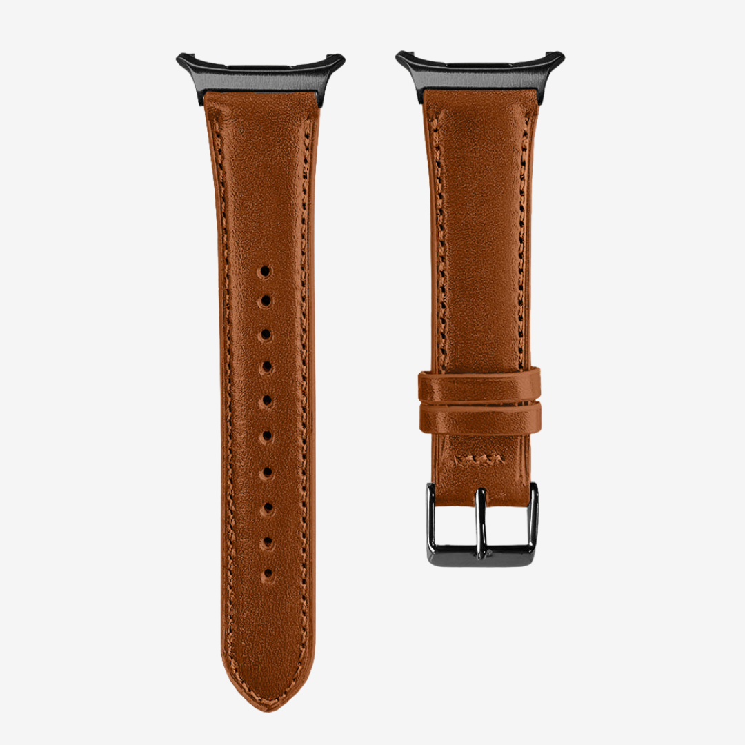 L’Intemporel - Bracelet Samsung Ultra (Cuir Véritable Lisse) - Cognac / Black - Watch Band