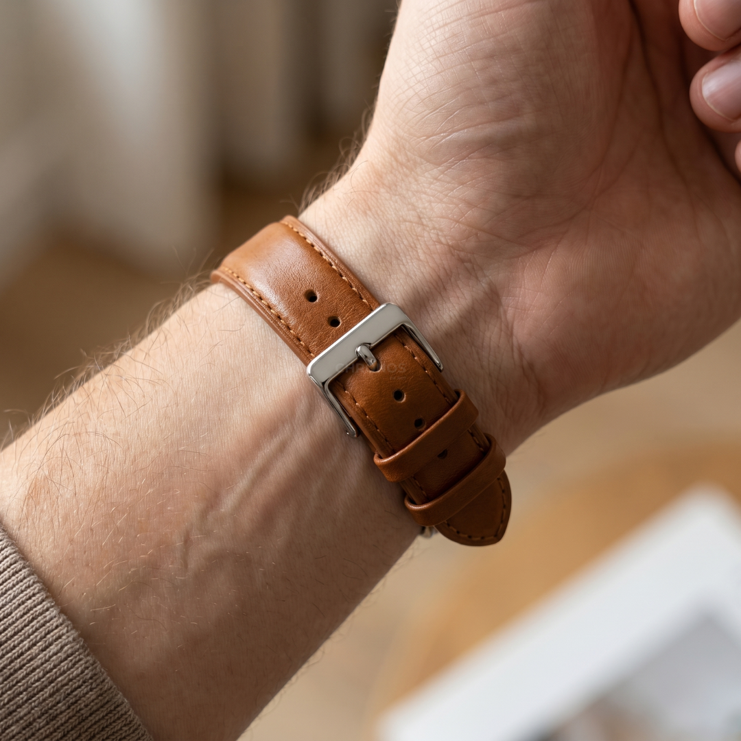 L’Intemporel - Bracelet Samsung 20Mm (Cuir Véritable Lisse) - Watch Band