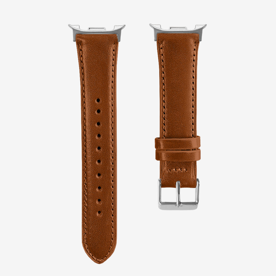 L’Intemporel - Bracelet Samsung Galaxy Watch 8 (Cuir Véritable Lisse) - Cognac / Money - Watch Band