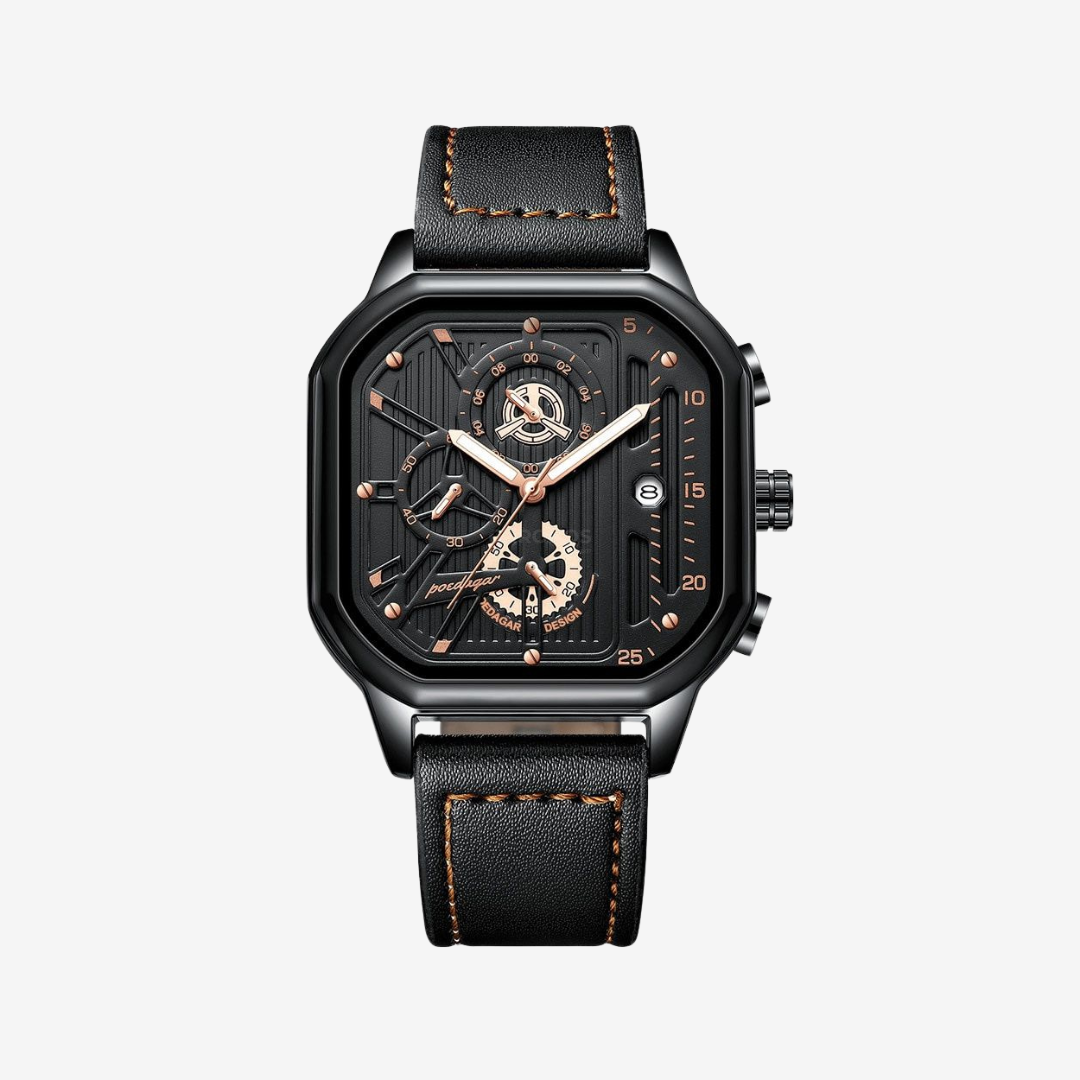 Watch – Massimo – 42mm - Black Rose Gold - Leather - Watch