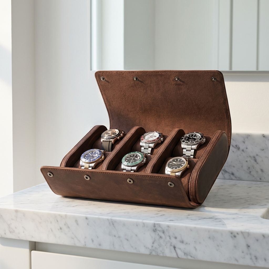 Watch Roll – Leather 6 Slots - Watch Roll